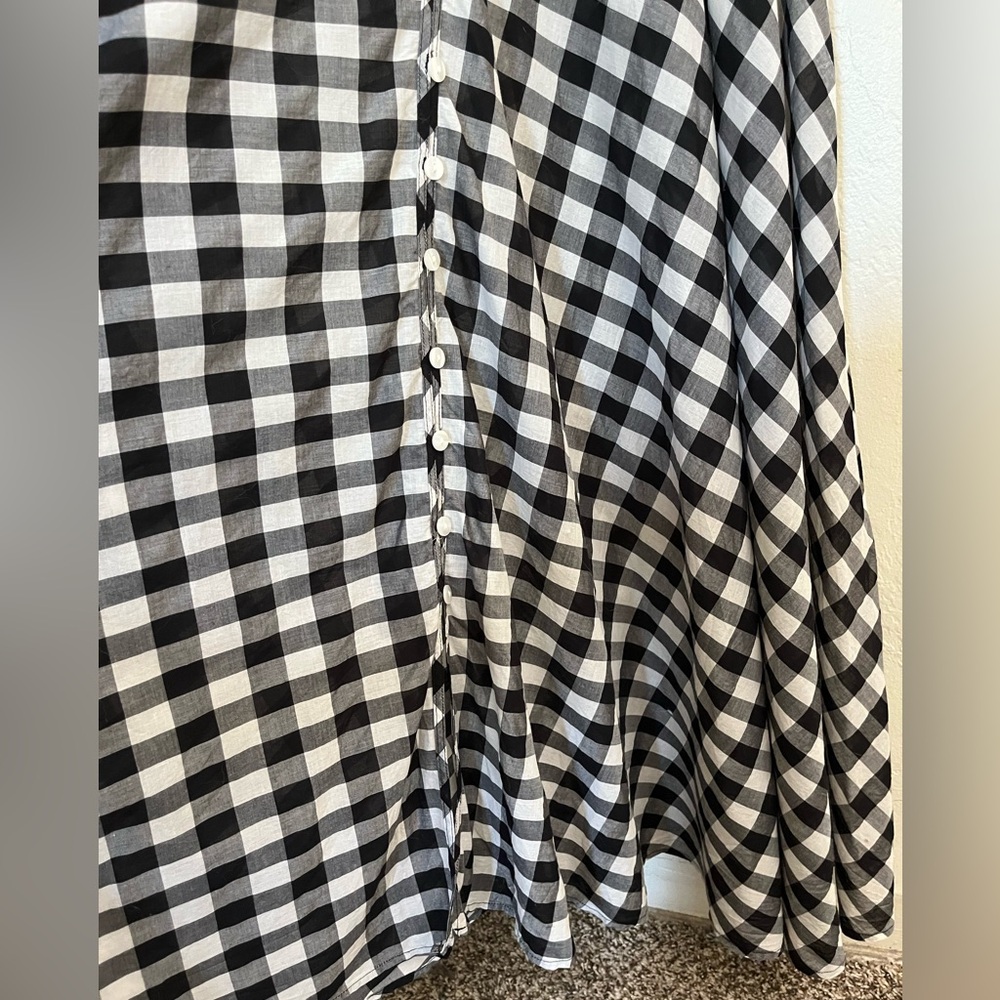 J. Crew Beachwear Button Front Ruffle Dress Black and White Gingham Sz med - Picture 9 of 16